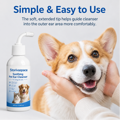 🐾 Soothing Pet Ear Cleanser – Gentle Wax, Odor & Itchy Ear Care for Dogs & Cats 💙