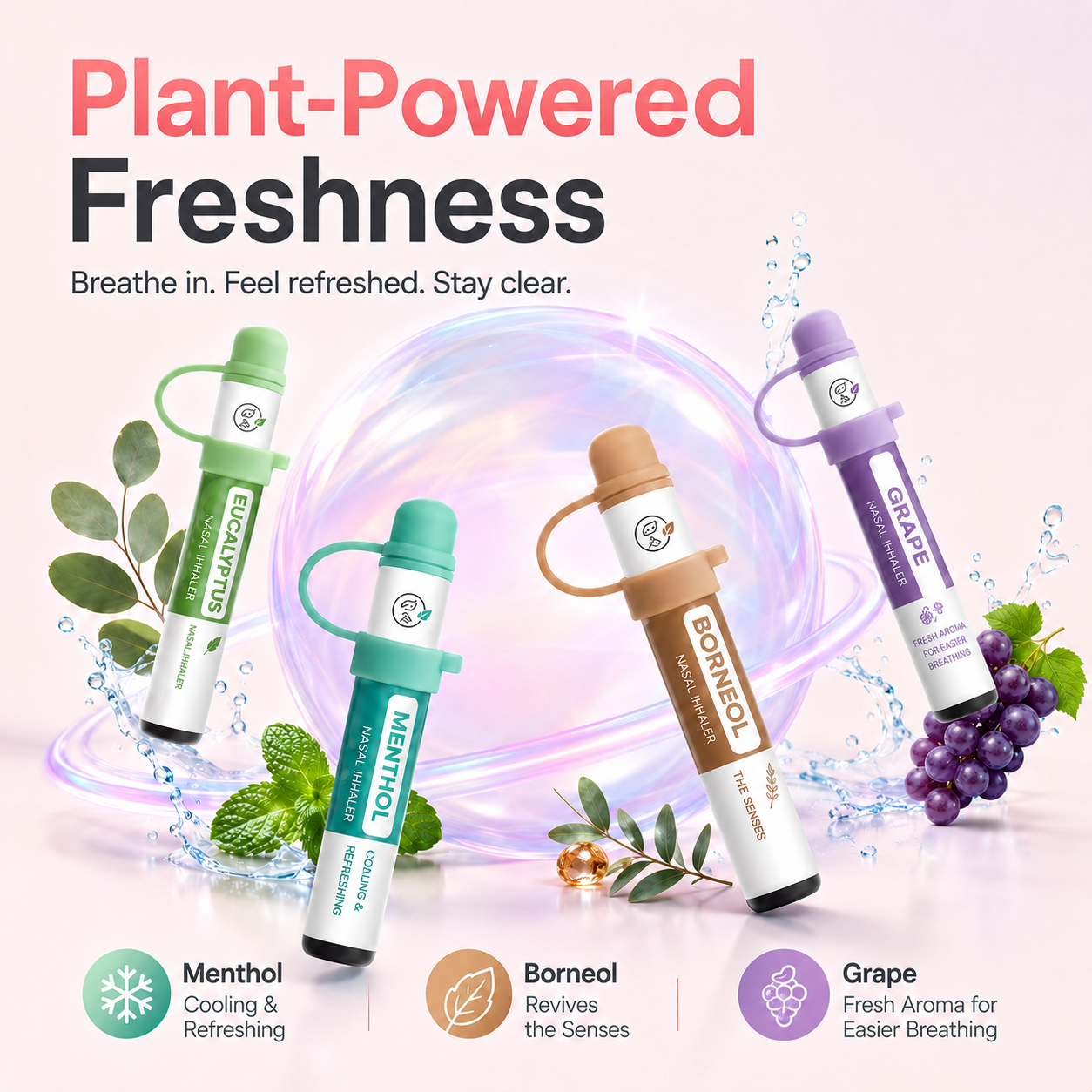 🔥Buy more, get more free Plant-Based Herbal Nasal Inhaler – 4 Refreshing Scents🔥