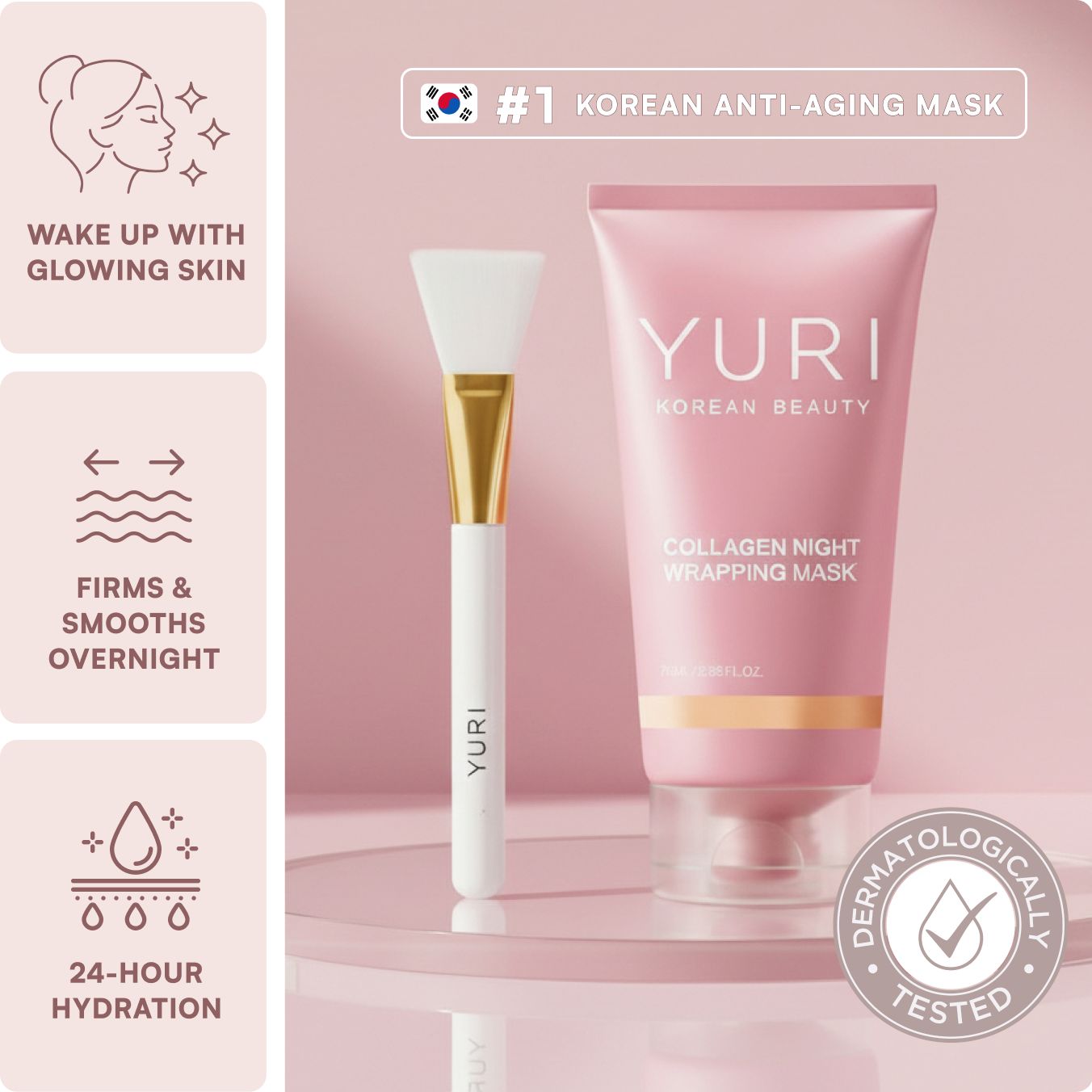 YURI Collagen Night Wrapping Mask with applicator brush
